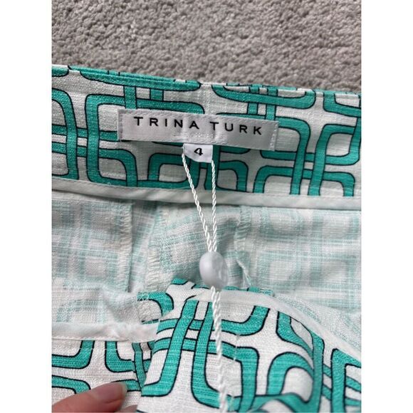 NWT TRINA TURK Moss 2 Pant In Turquoise In Blue, $300 Sz 4 G9 - Picture 6 of 9